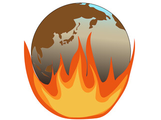 地球が戦争や環境破壊などによって破滅していくイラストです。