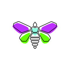 butterfly or bee color full logo icon