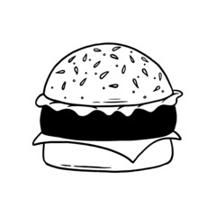 Burger doodle sketch line art pencil.