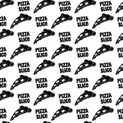 Pizza seamless pattern vector illustration.