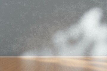 Empty wall mockup. Interior background with wooden floor. 3d rendering.
