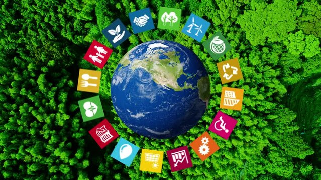 SDGsイメージ　サステナブルな社会　地球環境とテクノロジー