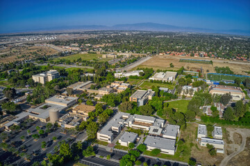 Fototapeta na wymiar Aerial View of a Public Land University in Bakersfield, California