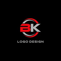 Letter BK logo combined with circle line, creative modern monogram logo style - obrazy, fototapety, plakaty