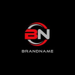 Letter BN logo combined with circle line, creative modern monogram logo style - obrazy, fototapety, plakaty