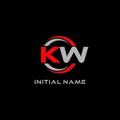 Letter KW logo combined with circle line, creative modern monogram logo style - obrazy, fototapety, plakaty
