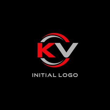 Letter KV logo combined with circle line, creative modern monogram logo style