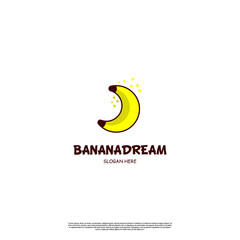 banana dream logo design unique, banana moon shape logo design modern concept