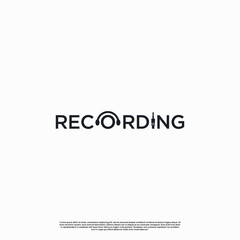 recording logo typography monochrome, recording letter initial icon template