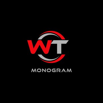 Letter WT logo combined with circle line, creative modern monogram logo style