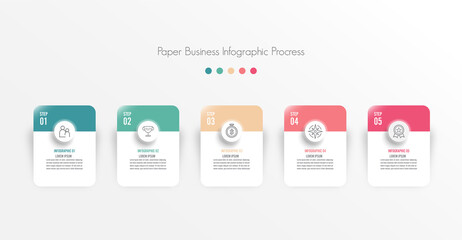 Business model with 5 options for presentations, advertising, layouts, annual reports.