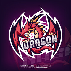 esport logo wing red dragon with editable text effect © agungkreatif