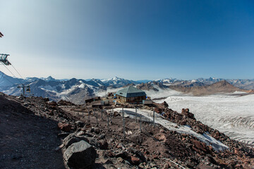 Panorama from the top of Mount Elbrus Caucasus Russia