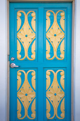 detail of a blue door