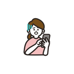携帯を見てショックを受ける女性