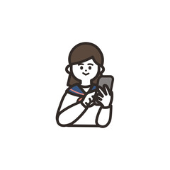 携帯を使用する女子中高生