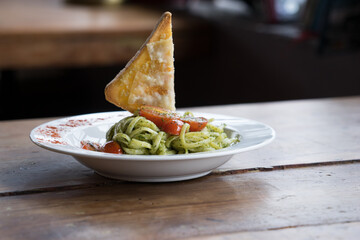 Western foods in a small bistro.