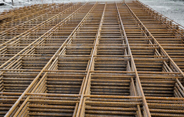 Steel framework in construction site
