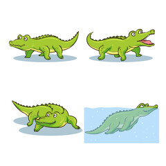 Obraz premium hand drawn crocodile cartoon collection