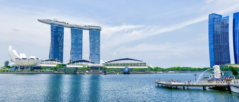 panoramic landscape scenery of Singapore downtown
