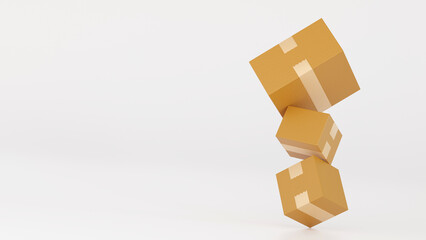 Stack of cardboard box carton or parcel. concept of delivering goods, 3D rendering.
