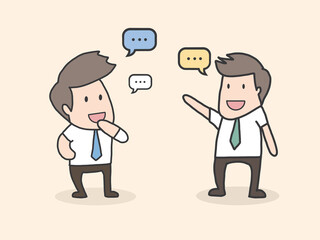 Two businessmen discuss the strategy of doing business.