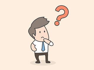 Man is thinking. Question mark. Vector illustration in cartoon style. EPS 10