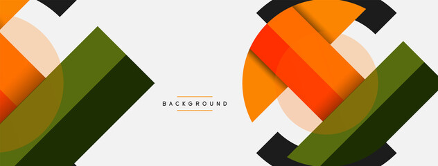 Geometric shapes composition abstract background. Circles lines and rectangles. Vector illustration for wallpaper banner background or landing page