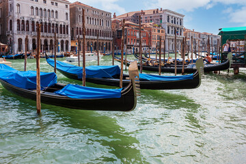 Fototapeta premium Gondolas on Grand Canal in Venice, Italy
