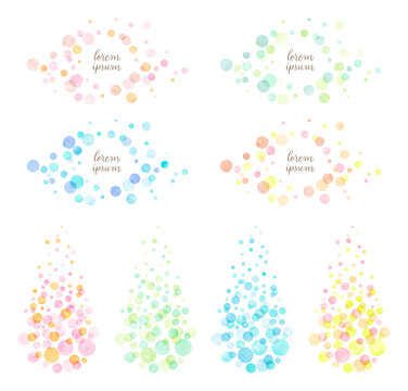 Colorful Watercolor Vector Dot Frames And Decorations