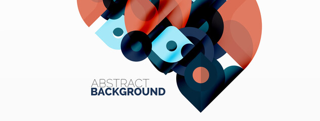 Colorful round shapes, circles and triangles background. Minimal geometric template for wallpaper, banner, presentation