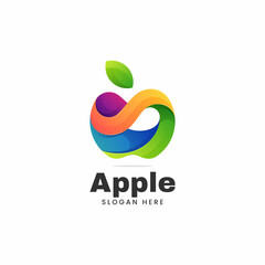 Vector Logo Illustration Apple Gradient Colorful Style.