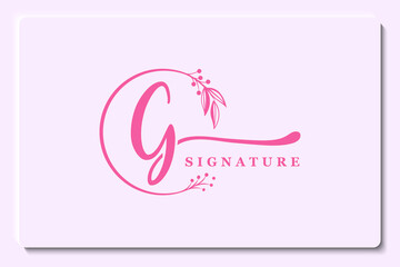 luxury signature initial G logo design. Handwriting vector logo design illustration image
