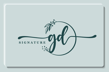 luxury signature initial gd logo design. Handwriting vector logo design illustration image