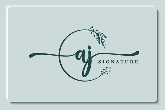 luxury signature initial aj logo design. Handwriting vector logo design illustration image