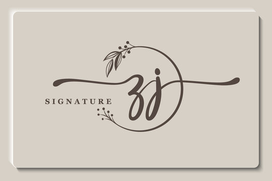 luxury signature initial zj logo design. Handwriting vector logo design illustration image