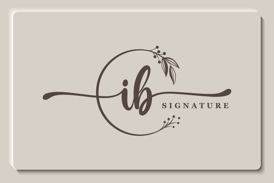 luxury signature initial ib logo design. Handwriting vector logo design illustration image