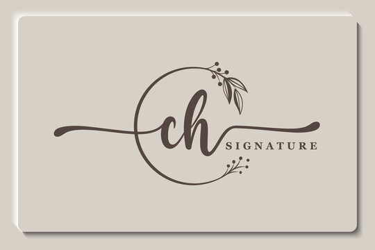 luxury signature initial ch logo design. Handwriting vector logo design illustration image