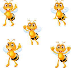 Cartoon cute bees with diferent posing