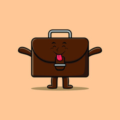 Cute cartoon suitcase character with flashy expression in cute style