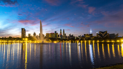 Naklejka premium Sunrise City View Of Kuala Lumpur City.