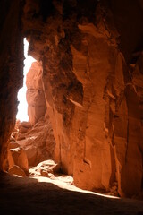Light shines through a cave entrance