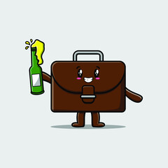 Cute cartoon character Suitcase with soda bottle in modern cute style design 