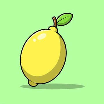 Lemon Fruit Cartoon Vector Icon Illustration. Food Icon Concept Isolated Premium Vector.