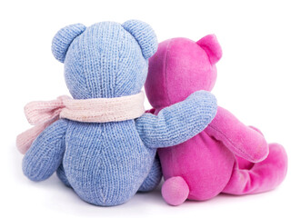 Friendship - two teddy bears blue and pink