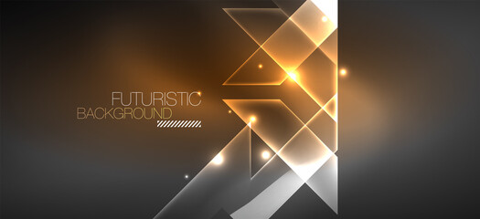 Background neon glowing lines and geometric shapes. Lights in the dark wallpaper for concept of AI technology, blockchain, digital, communication, 5G, science © antishock