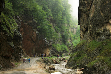 People are walking in a beautiful canyon.