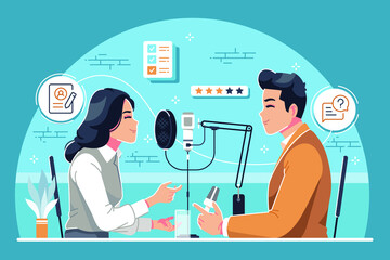 podcast interview flat design illustration background