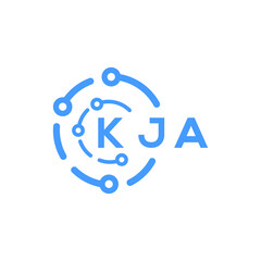 KJA technology letter logo design on white  background. KJA creative initials technology letter logo concept. KJA technology letter design.
