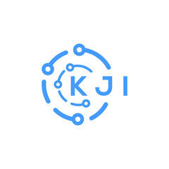 KJI technology letter logo design on white  background. KJI creative initials technology letter logo concept. KJI technology letter design.
